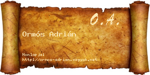 Ormós Adrián névjegykártya